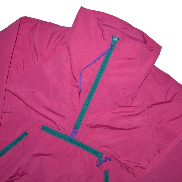 Vintage Anorak Windbreaker Jacket S Pink Pullover - Picture 1 of 7